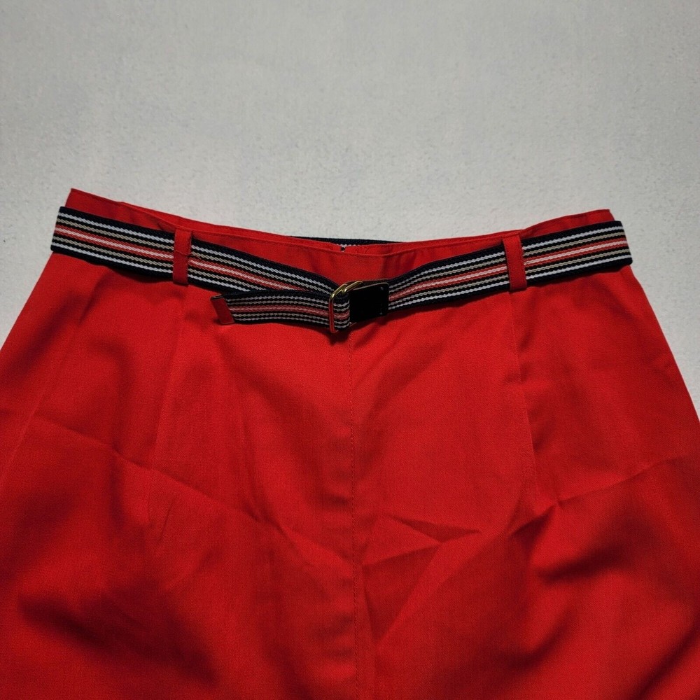 VTG Panther Skirt Red Midi Women's Size 09 / 10 Made in USA with Belt - Picture 2 of 11
